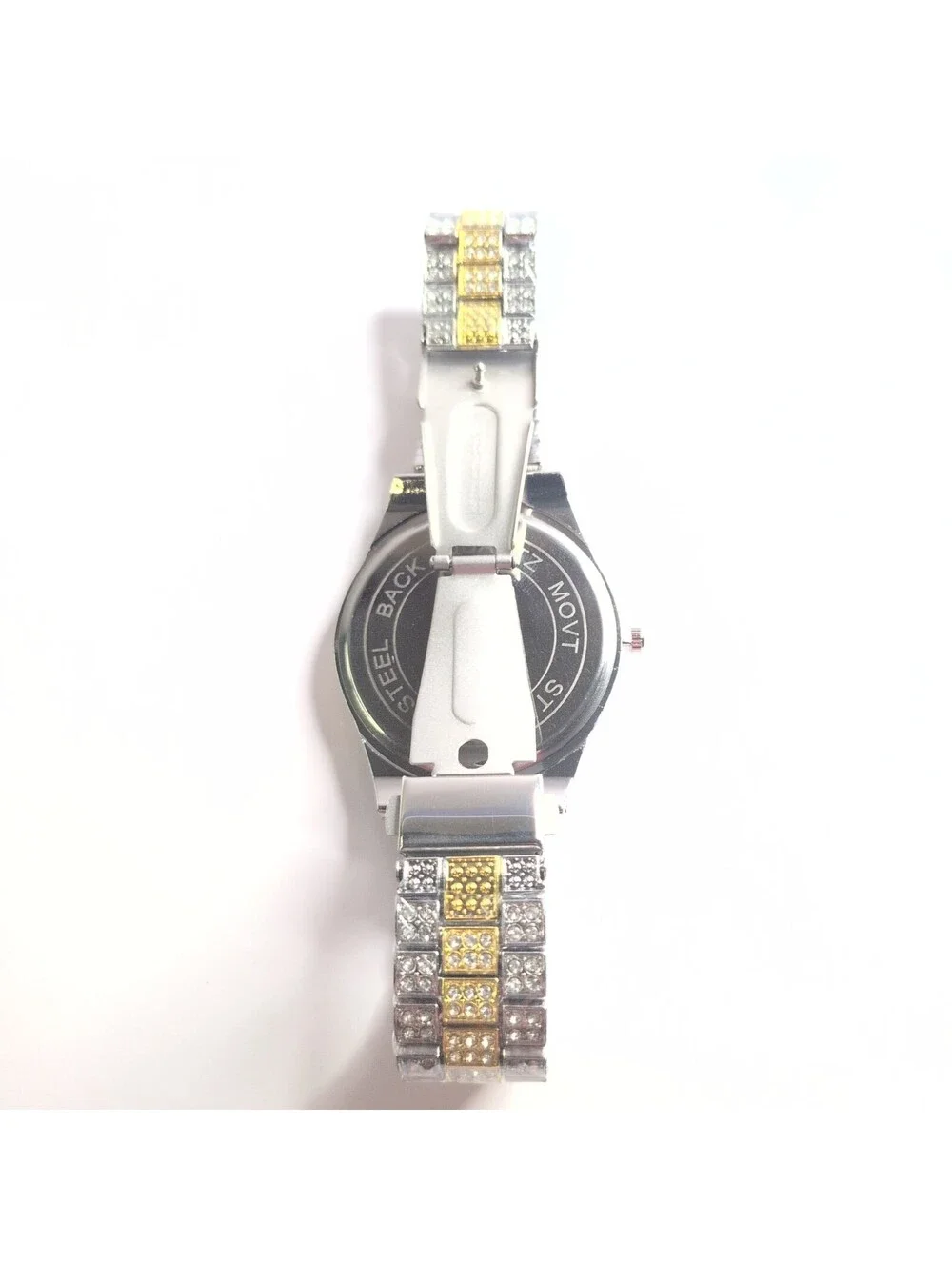 Men's Watch 42mm Iced Out -Silver/gold Shine– Moissanite Simulated – Numerals